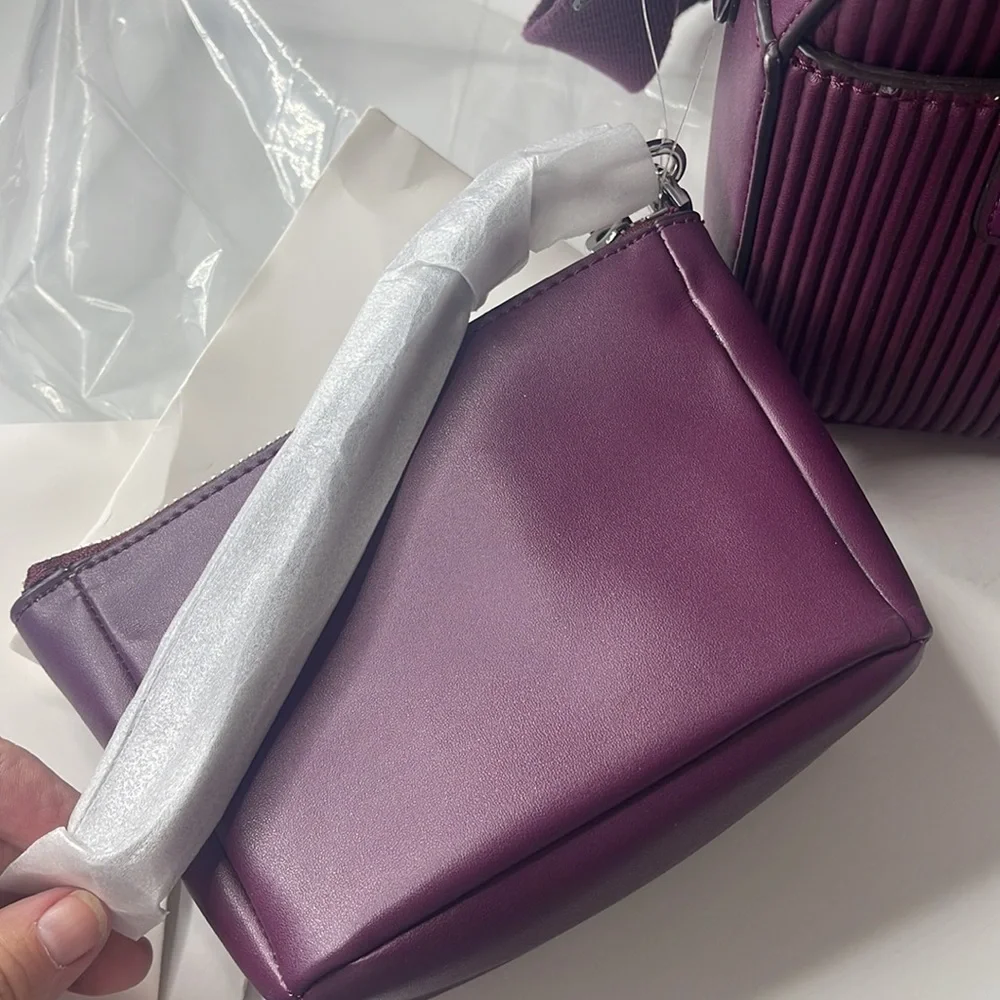 Calvin Klein Bette 2 in 1 Crossbody with Pouch Wristlet Eggplant